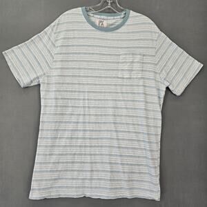 PX Clothing Short Sleeve Crew Neck T-Shirt Mens Size XL Blue Striped Cotton Tee